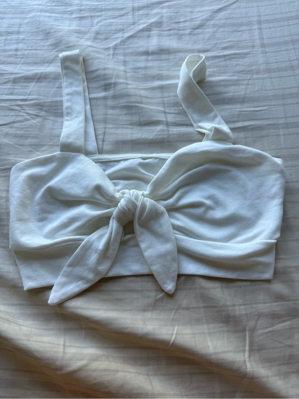 SHEIN White Tie-Front Crop Tank Top